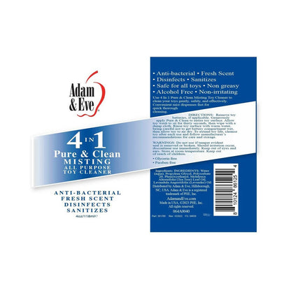 Adam & Eve 4 in 1 Pure & Clean Misting Toy Cleaner – Clear