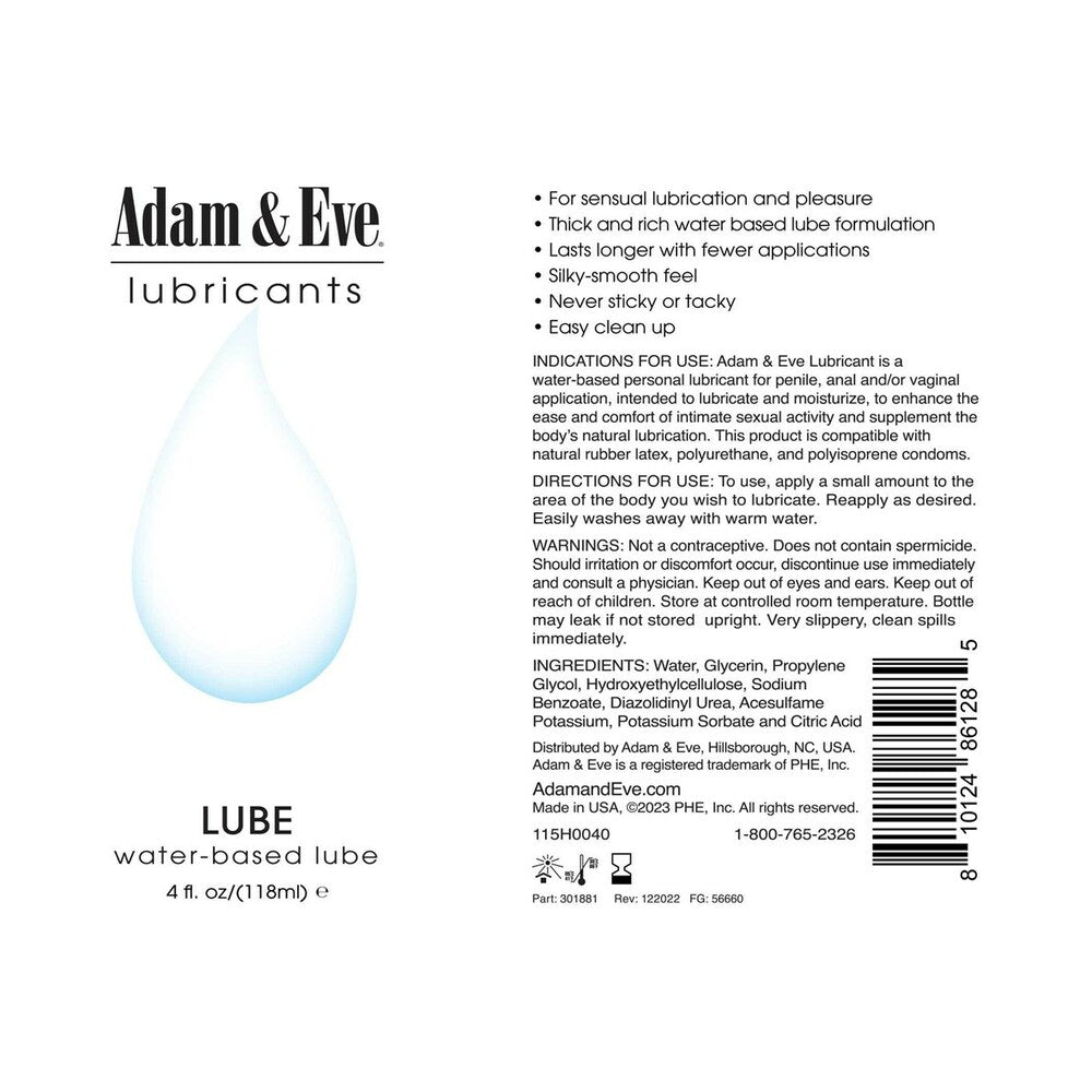 Adam & Eve Water-Based Lubricant 4 oz – Versatile Personal Lubricant