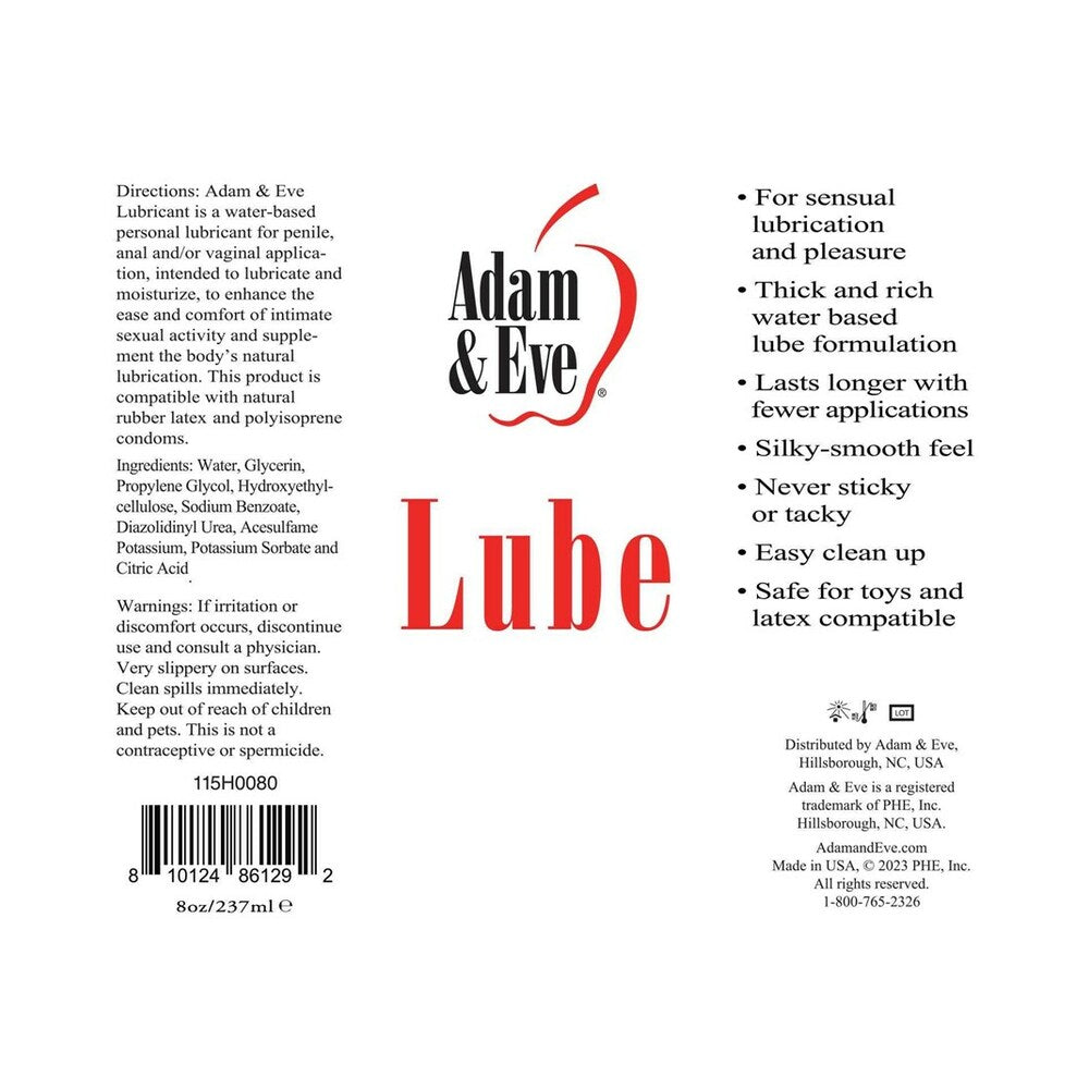 Adam & Eve Water-Based Lubricant 8 oz – Versatile Personal Lubricant