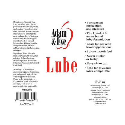 Adam & Eve Water-Based Lubricant 8 oz – Versatile Personal Lubricant