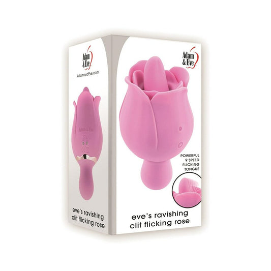 Adam & Eve Eve's Ravishing Clit Flicking Rose – Dual-Ended Silicone Vibrator – Light Pink