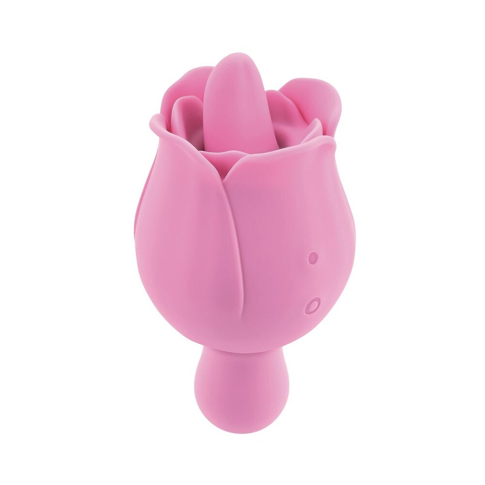 Adam & Eve Eve's Ravishing Clit Flicking Rose – Dual-Ended Silicone Vibrator – Light Pink