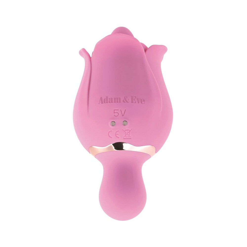 Adam & Eve Eve's Ravishing Clit Flicking Rose – Dual-Ended Silicone Vibrator – Light Pink