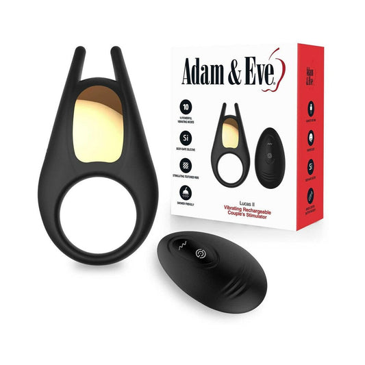 Adam & Eve Lucas II Vibrating Rechargeable Couple's Stimulator – Black