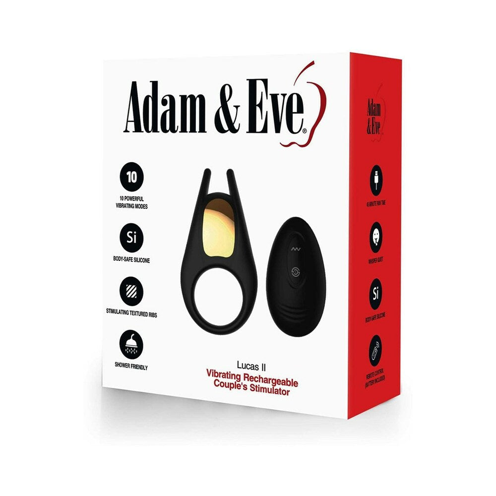Adam & Eve Lucas II Vibrating Rechargeable Couple's Stimulator – Black