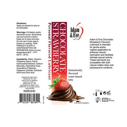 Adam & Eve Flavored Lubricant Chocolate Strawberry 4 oz – Sugar-Free Water-Based Lube