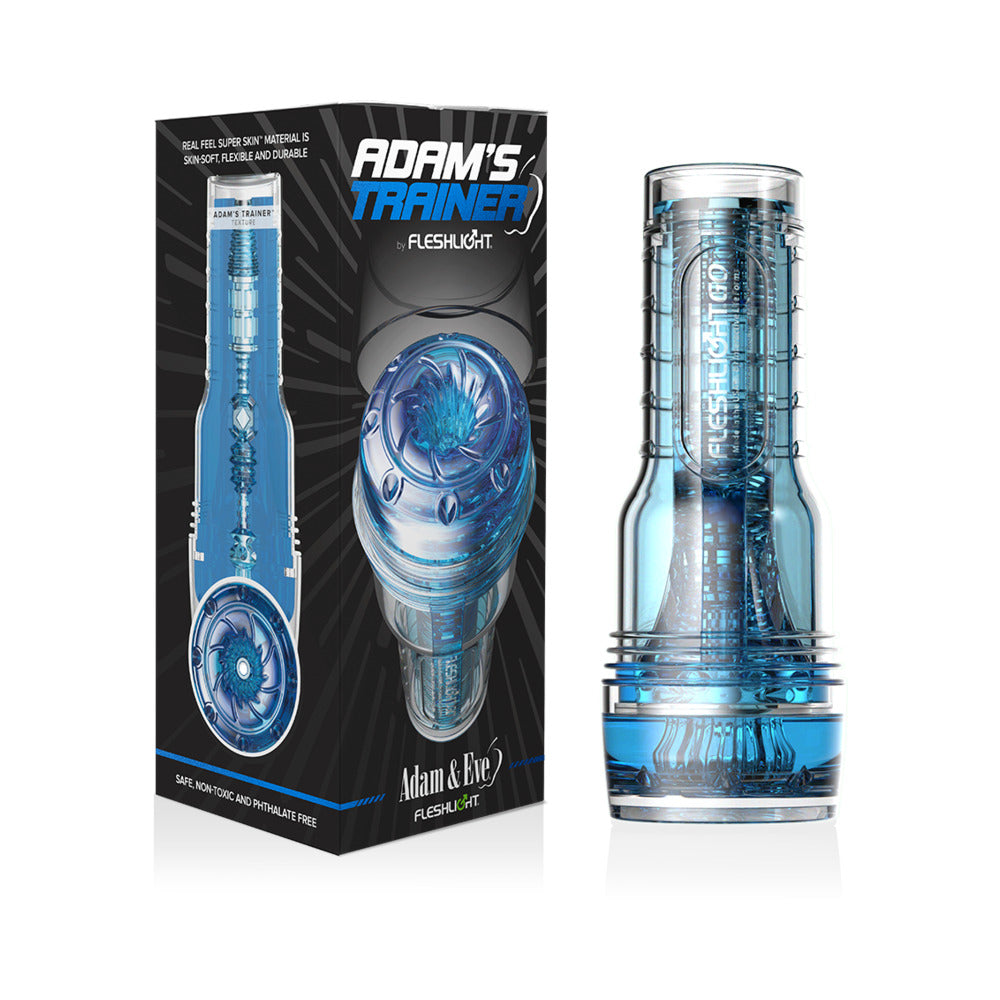 Adam & Eve Adam's Trainer by Fleshlight – Male Masturbator with Suction and Swirl Entry – Blue