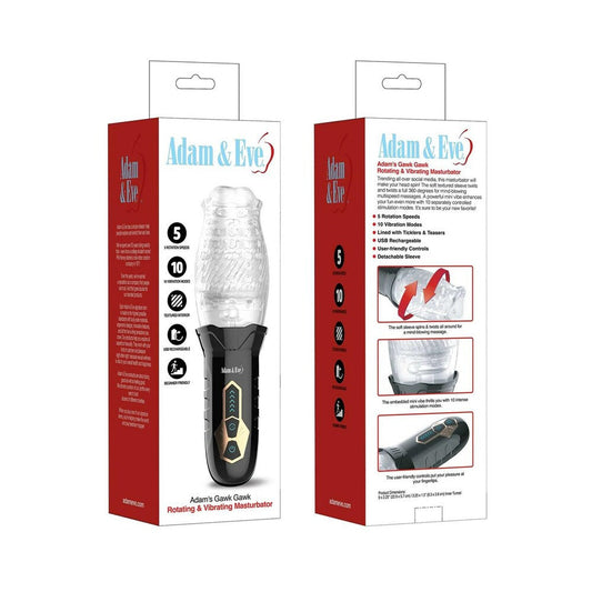 Adam & Eve Gawk Gawk Rotating & Vibrating Masturbator – Clear