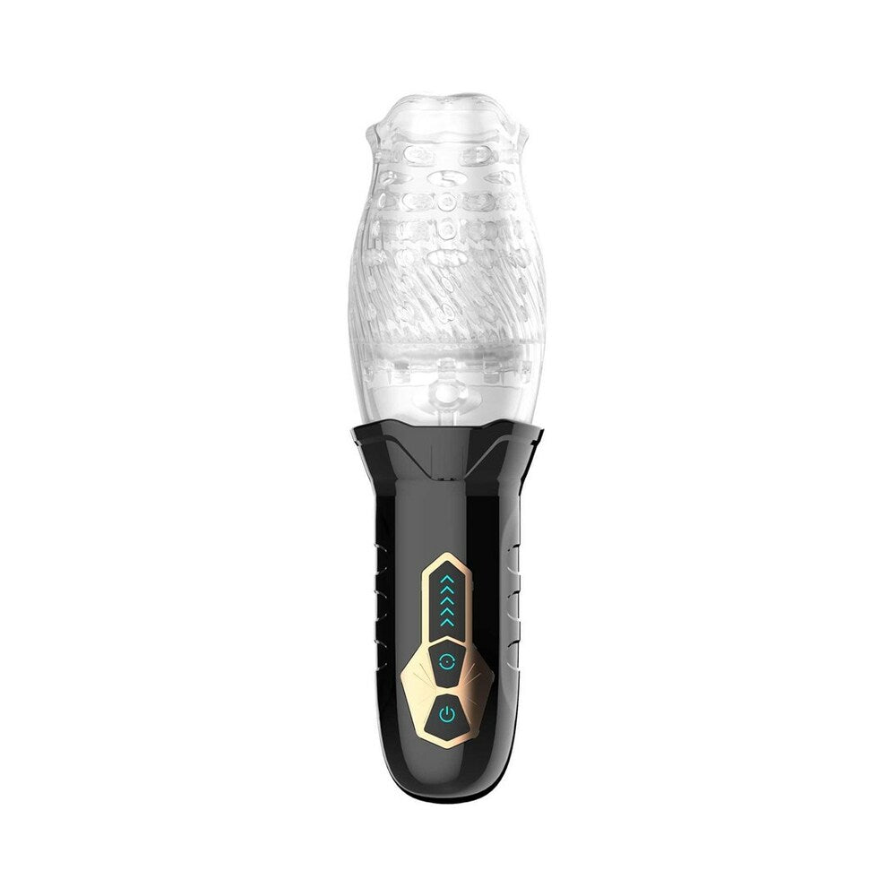 Adam & Eve Gawk Gawk Rotating & Vibrating Masturbator – Clear