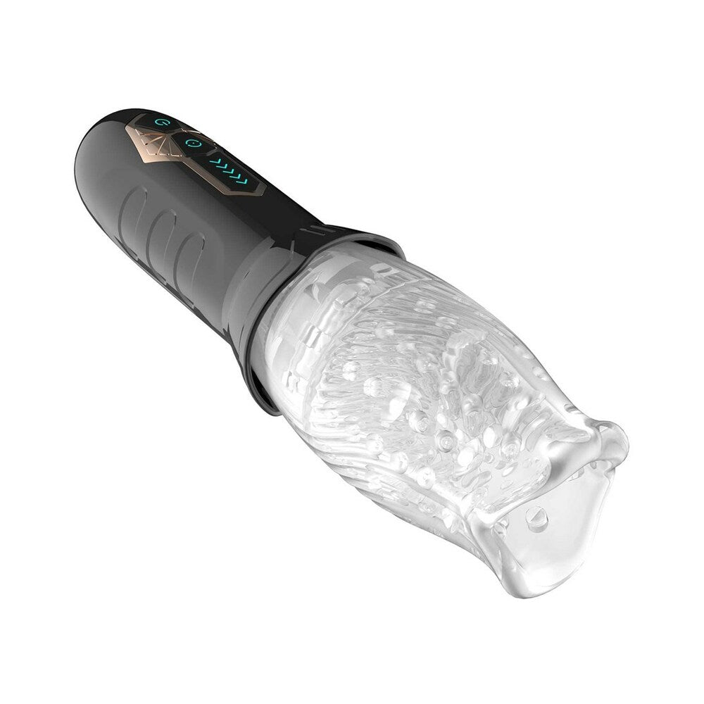 Adam & Eve Gawk Gawk Rotating & Vibrating Masturbator – Clear