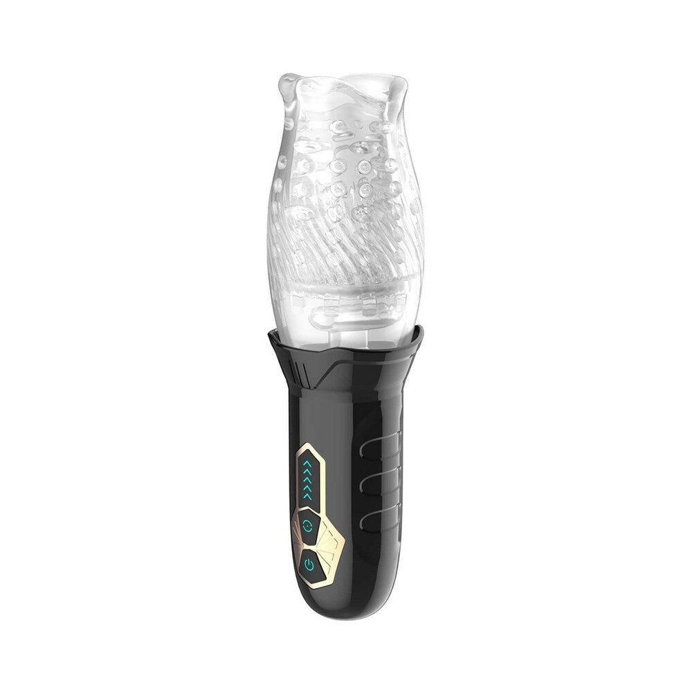 Adam & Eve Gawk Gawk Rotating & Vibrating Masturbator – Clear