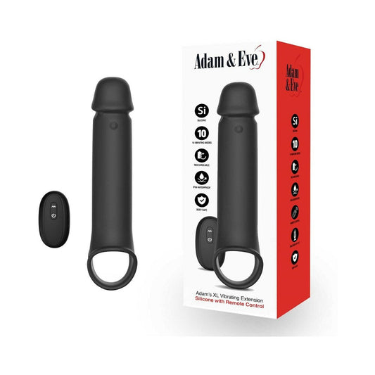 Adam & Eve Adam's XL Vibrating Extension - Silicone, Black