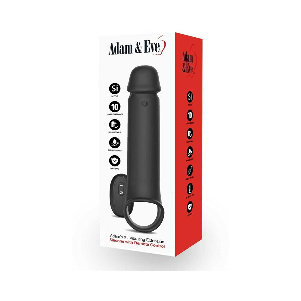 Adam & Eve Adam's XL Vibrating Extension - Silicone, Black