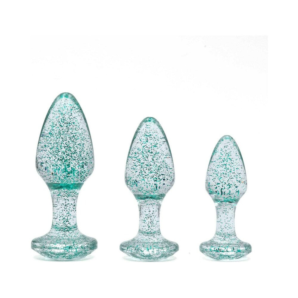 Adam & Eve Glitter Gem Butt Plug Set – 3 Sizes, Blue