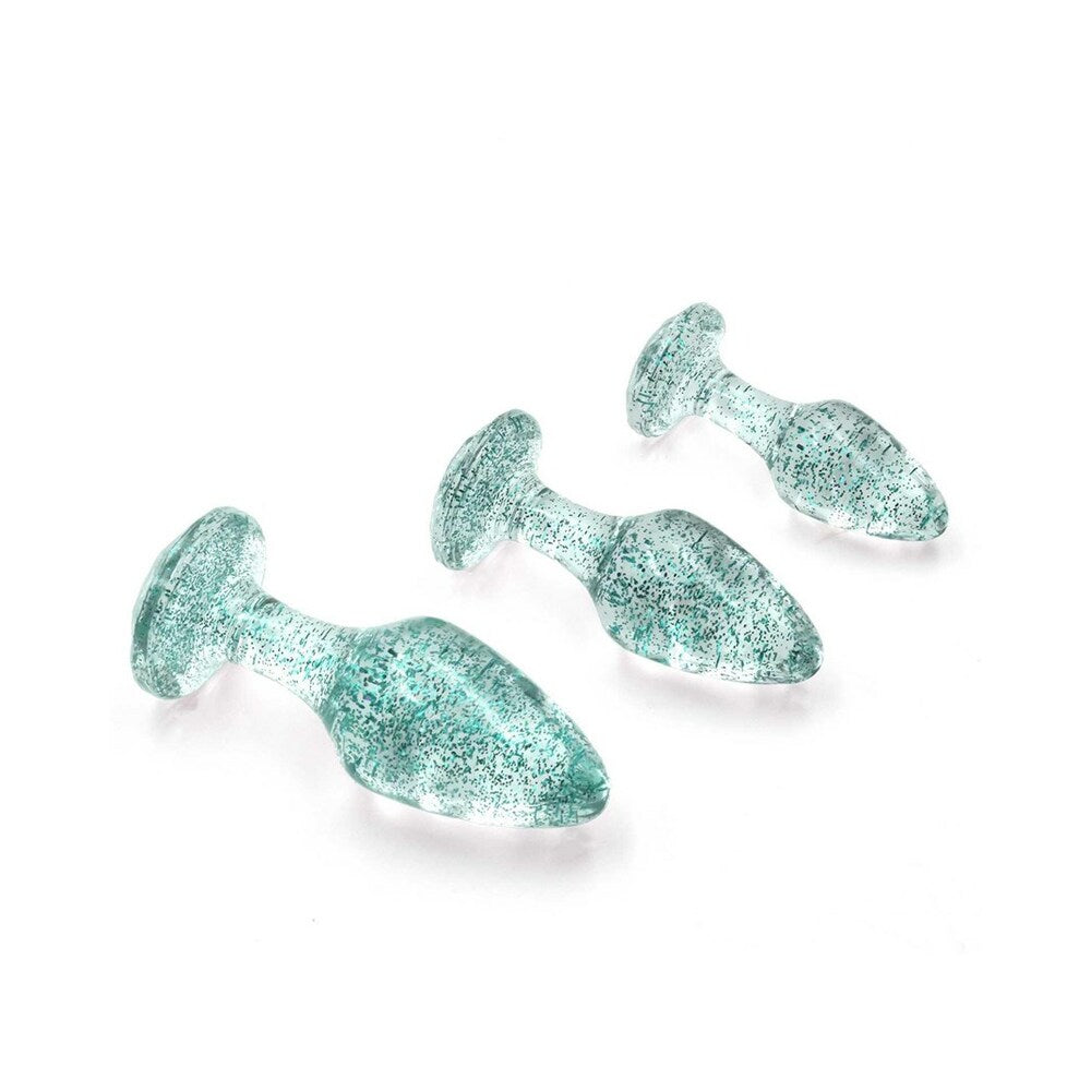 Adam & Eve Glitter Gem Butt Plug Set – 3 Sizes, Blue