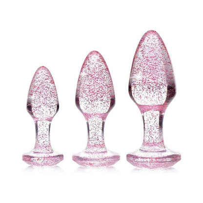 Adam & Eve Glitter Gem Butt Plug Set – Three Sizes, Pink