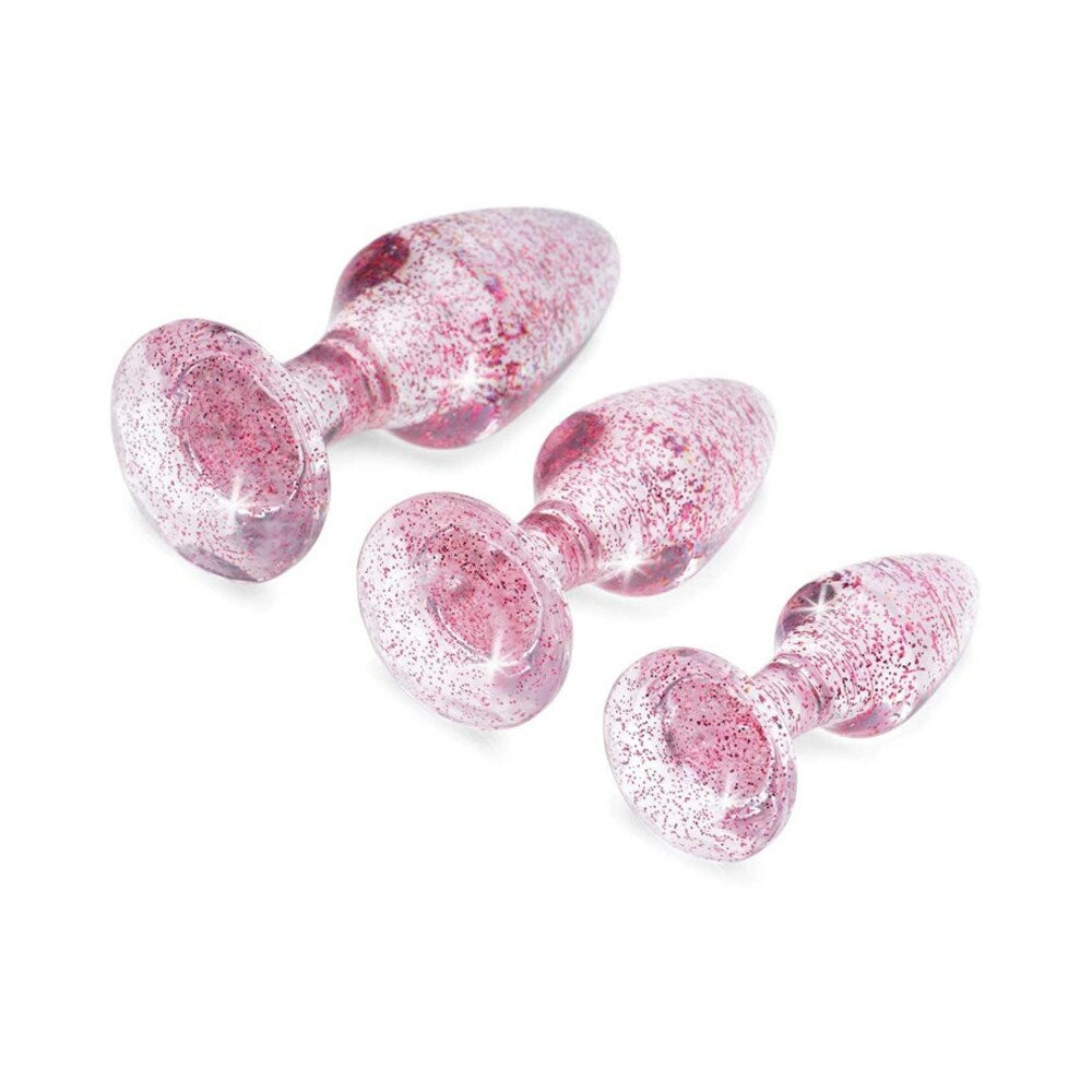 Adam & Eve Glitter Gem Butt Plug Set – Three Sizes, Pink