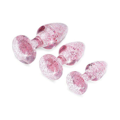 Adam & Eve Glitter Gem Butt Plug Set – Three Sizes, Pink