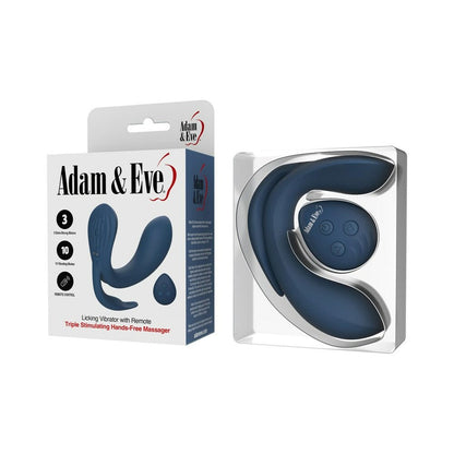 Adam & Eve Licking Vibrator with Remote – Blue – Triple Stimulating Vibrator