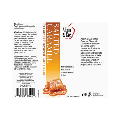 Adam & Eve Flavored Lubricant Salted Caramel 4 oz – Sugar-Free Water-Based Lube
