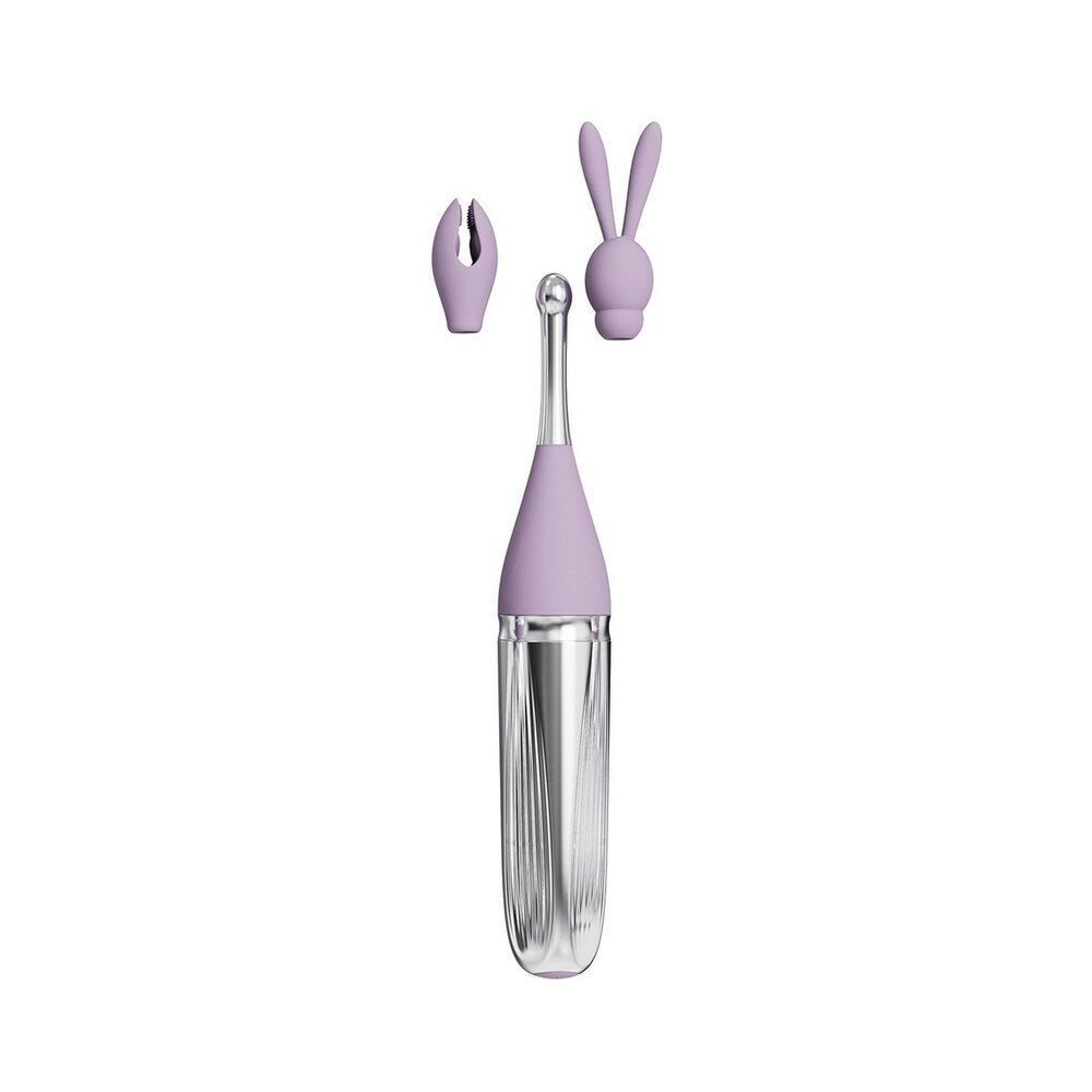 Adam & Eve Sweet Dreams Massager Kit – Rechargeable Vibrator with 8 Attachments – Light Purple