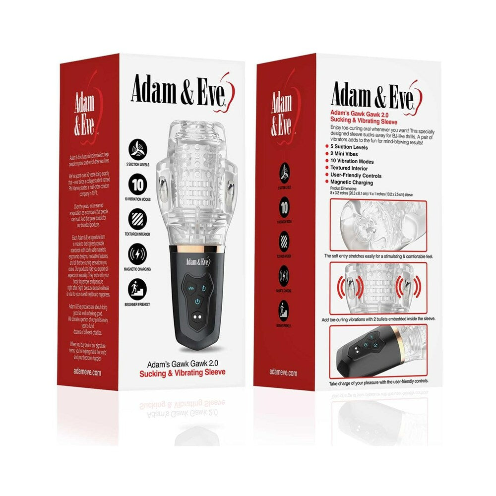 Adam & Eve Adam's Gawk 2.0 Sucking & Vibrating Sleeve – Clear
