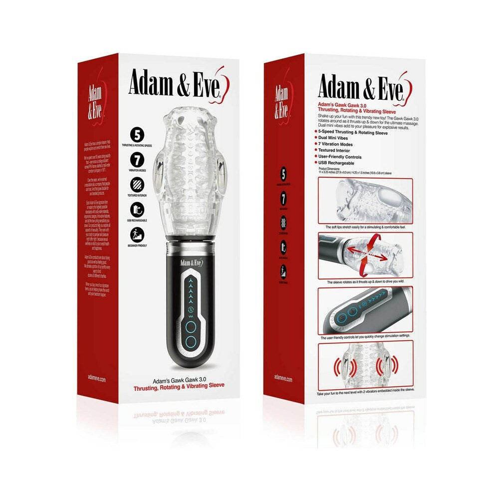 Adam & Eve Adam's Gawk Gawk 3.0 Thrusting Rotating & Vibrating Sleeve - Clear