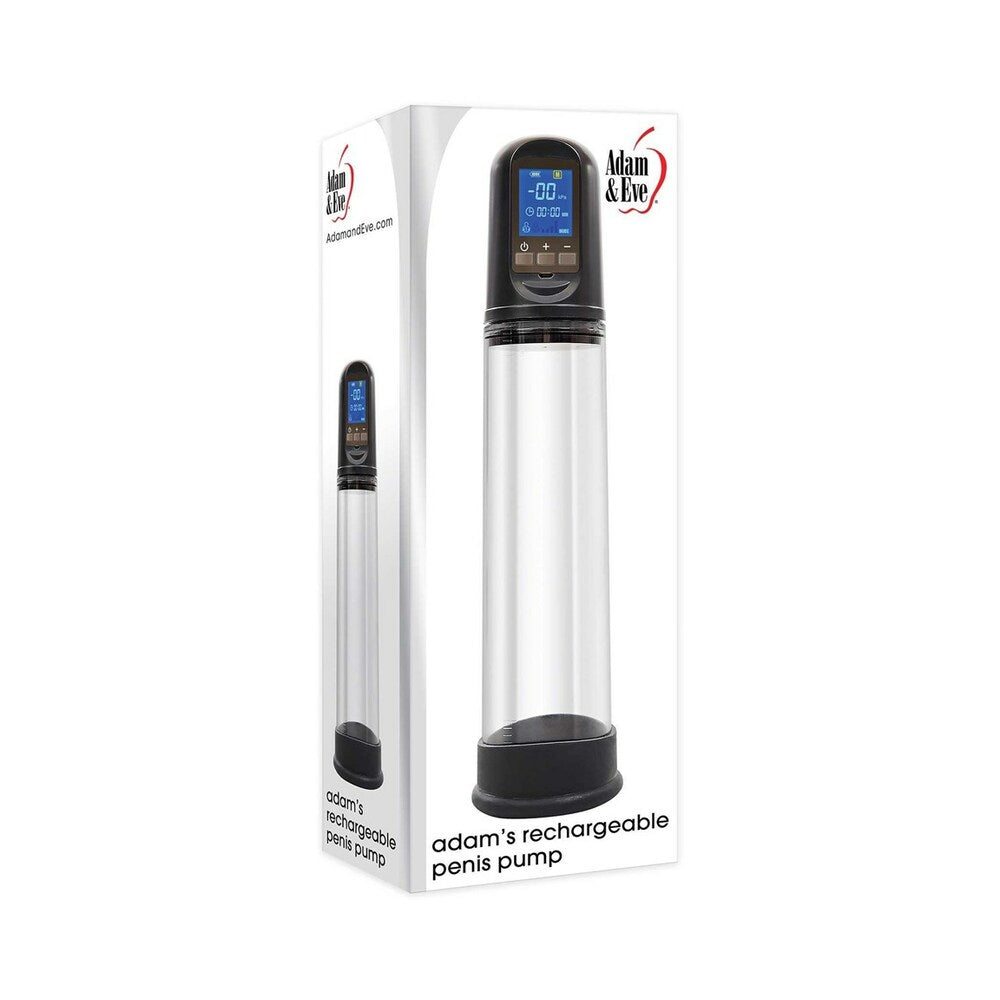 Adam & Eve Adam's Rechargeable Penis Pump – Clear – Automatic and Manual Pressure Control