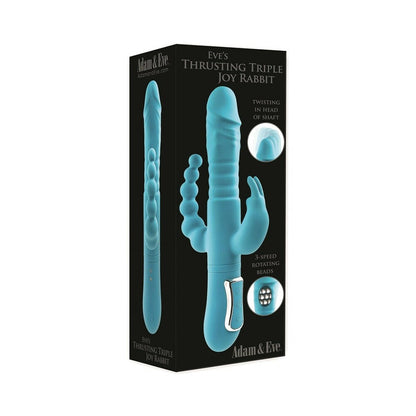 Adam & Eve Eve's Thrusting Triple Joy Rabbit – Teal, Triple Shaft Vibrator with 10 Speeds