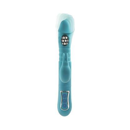 Adam & Eve Eve's Thrusting Triple Joy Rabbit – Teal, Triple Shaft Vibrator with 10 Speeds