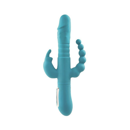 Adam & Eve Eve's Thrusting Triple Joy Rabbit – Teal, Triple Shaft Vibrator with 10 Speeds
