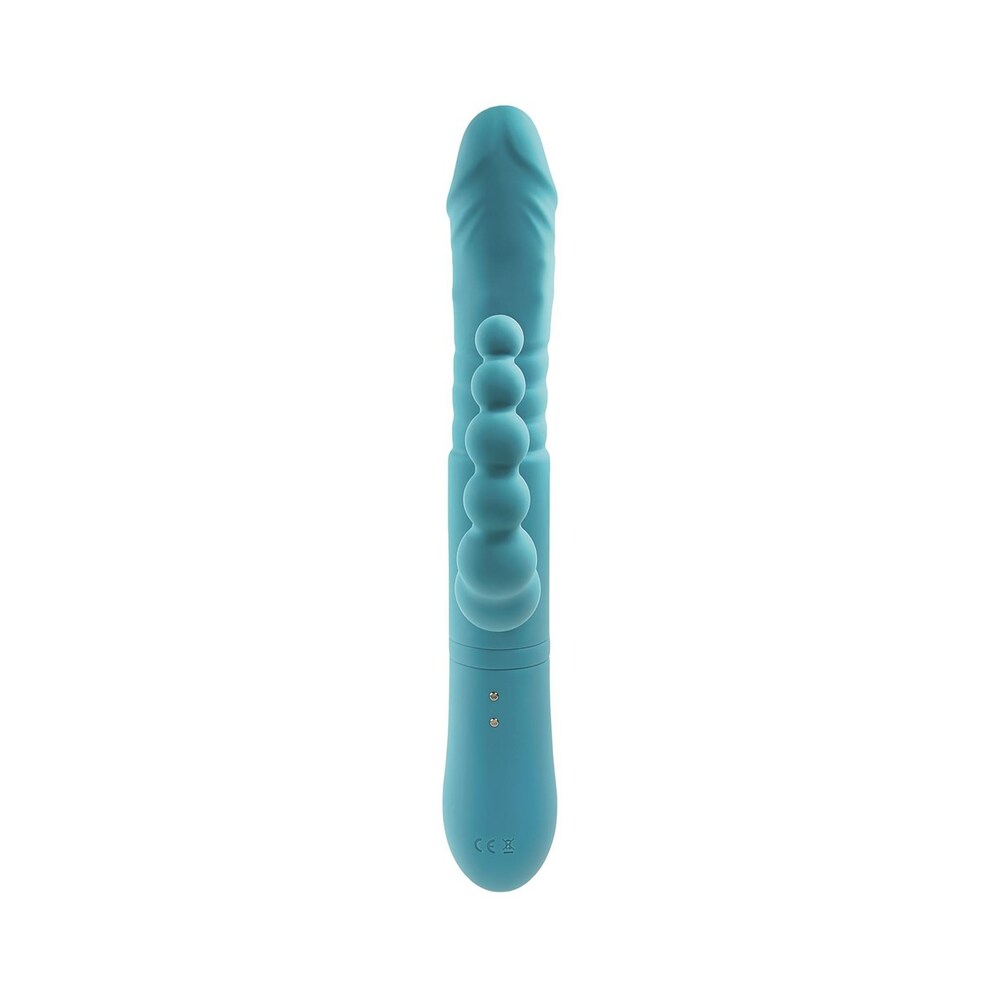 Adam & Eve Eve's Thrusting Triple Joy Rabbit – Teal, Triple Shaft Vibrator with 10 Speeds