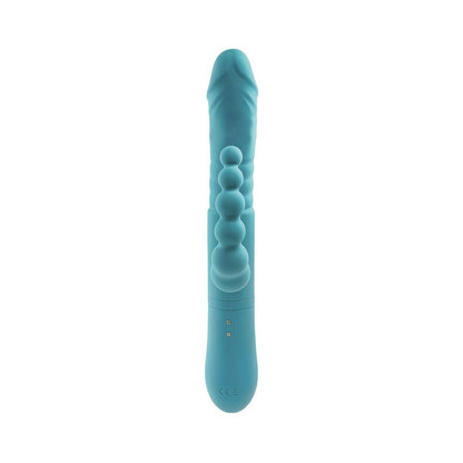Adam & Eve Eve's Thrusting Triple Joy Rabbit – Teal, Triple Shaft Vibrator with 10 Speeds