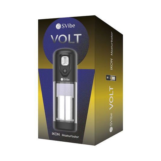 SVibe Ikon Volt Masturbator – Black – 9 Customizable Vibrations and Heating Function