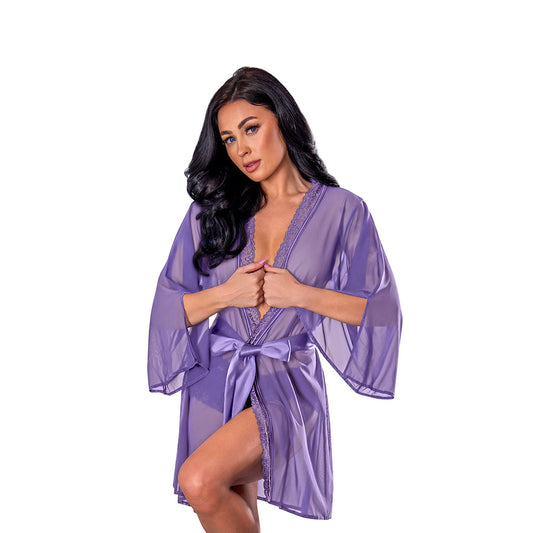 Magic Silk Sheer Passion Flutter Sleeve Robe – Very Peri – S/M