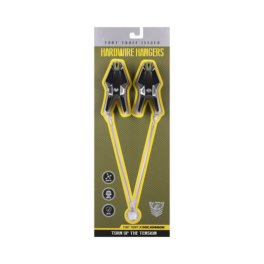 Doc Johnson Fort Troff Hardwire Hangers – Nipple Clamps with Extra-Wide Silicone Pads – Black