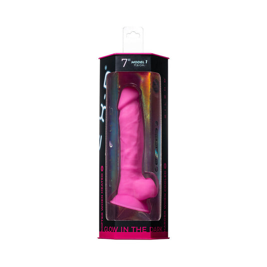 Doc Johnson SILEX-D The Original Model 1 Dildo – Glow-in-the-Dark Pink – 7 in.