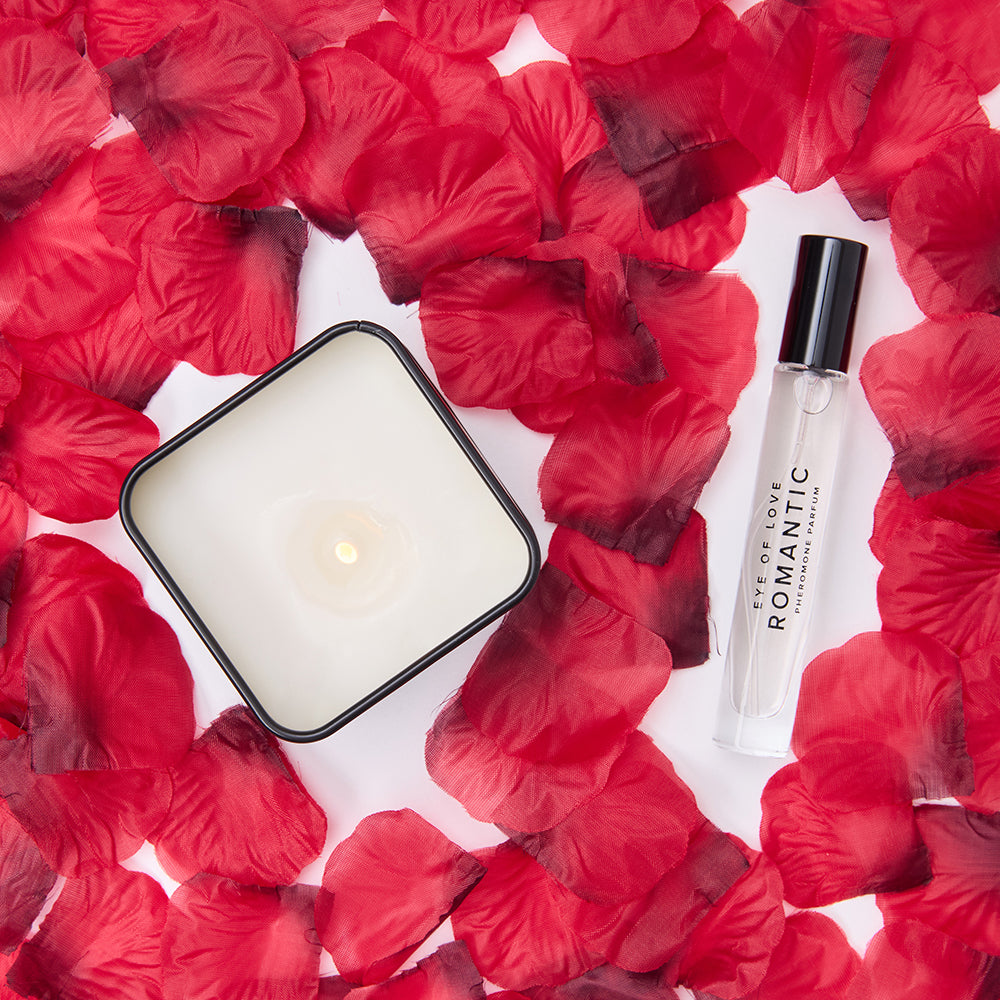 Eye of Love Romantic Attract Her Pheromone Gift Set – Travel-Friendly Kit with Massage Candle, Perfume, and Travel Bag