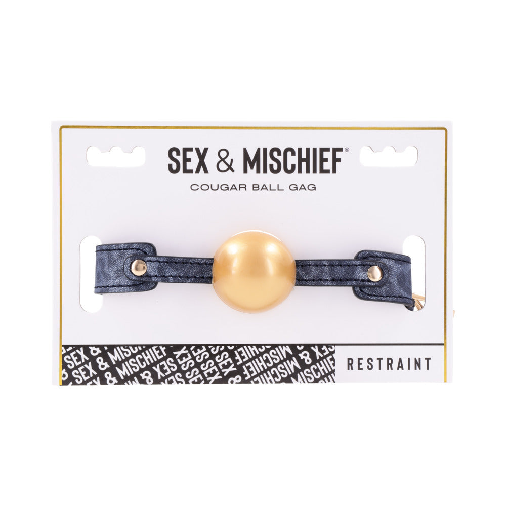 Sportsheets Cougar Ball Gag – Soft Rubber – Blue and Gold