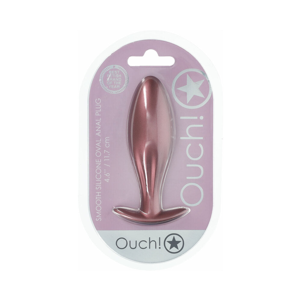 Ouch! Smooth Silicone Oval Anal Plug – 4.6 in, Rose Gold