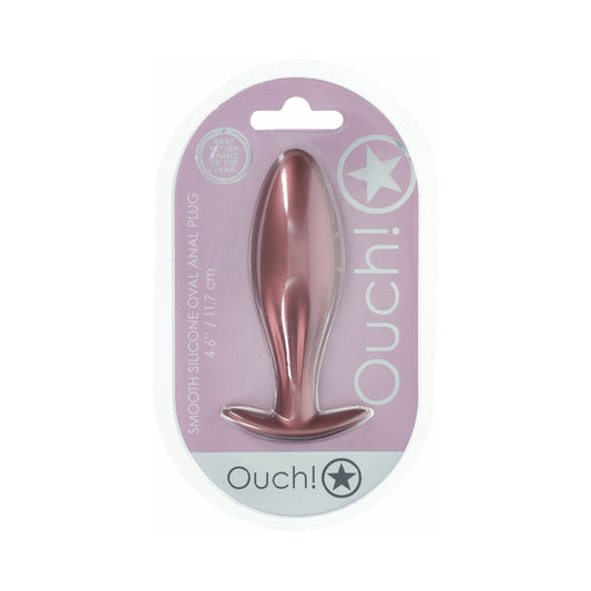Ouch! Smooth Silicone Oval Anal Plug – 4.6 in, Rose Gold