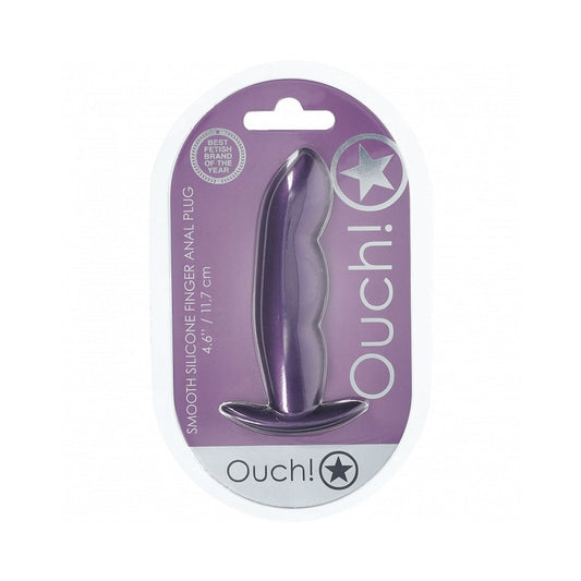 Ouch! Finger Anal Silicone Plug – 4.6 in. Insertable Length – Metallic Purple