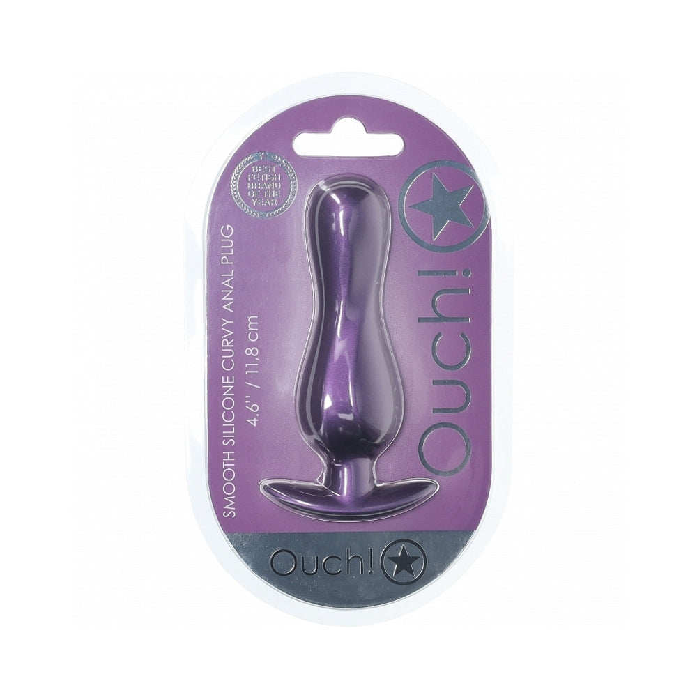 Ouch! Curvy Silicone Anal Plug 4.6 in. – Metallic Purple