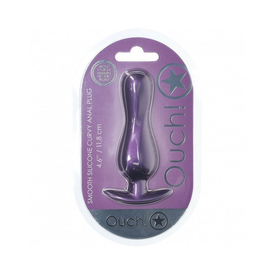 Ouch! Curvy Silicone Anal Plug 4.6 in. – Metallic Purple