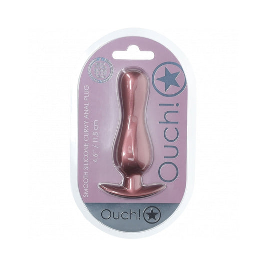 Ouch! Curvy Anal Silicone Plug 4.6 in. – Rose Gold