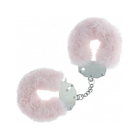 Ouch! Heavy-Duty Fluffy Handcuffs – Powder Pink – Secure Locking Mechanism