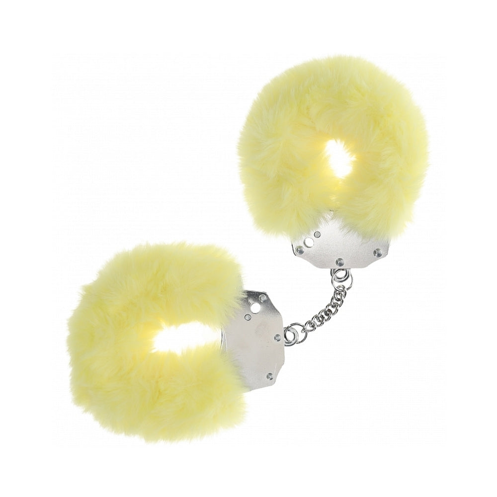 Ouch! Heavy-Duty Fluffy Handcuffs – Yellow – Secure Locking Mechanism