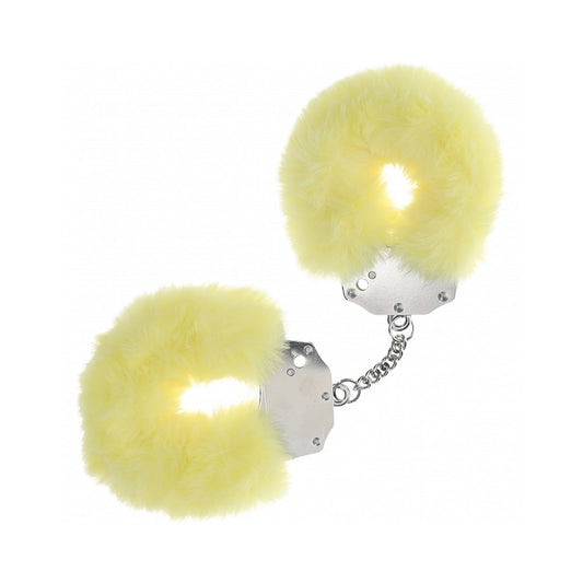 Ouch! Heavy-Duty Fluffy Handcuffs – Yellow – Secure Locking Mechanism