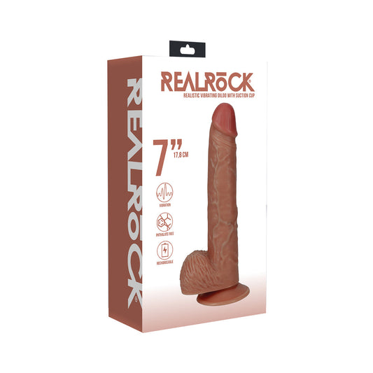 RealRock 7 in. Vibrating Cock with Balls – Tan