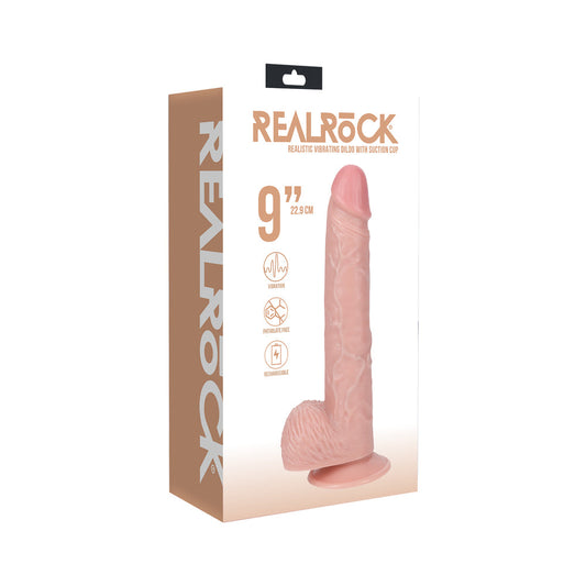 RealRock 9 in. Vibrating Cock with Balls - Beige